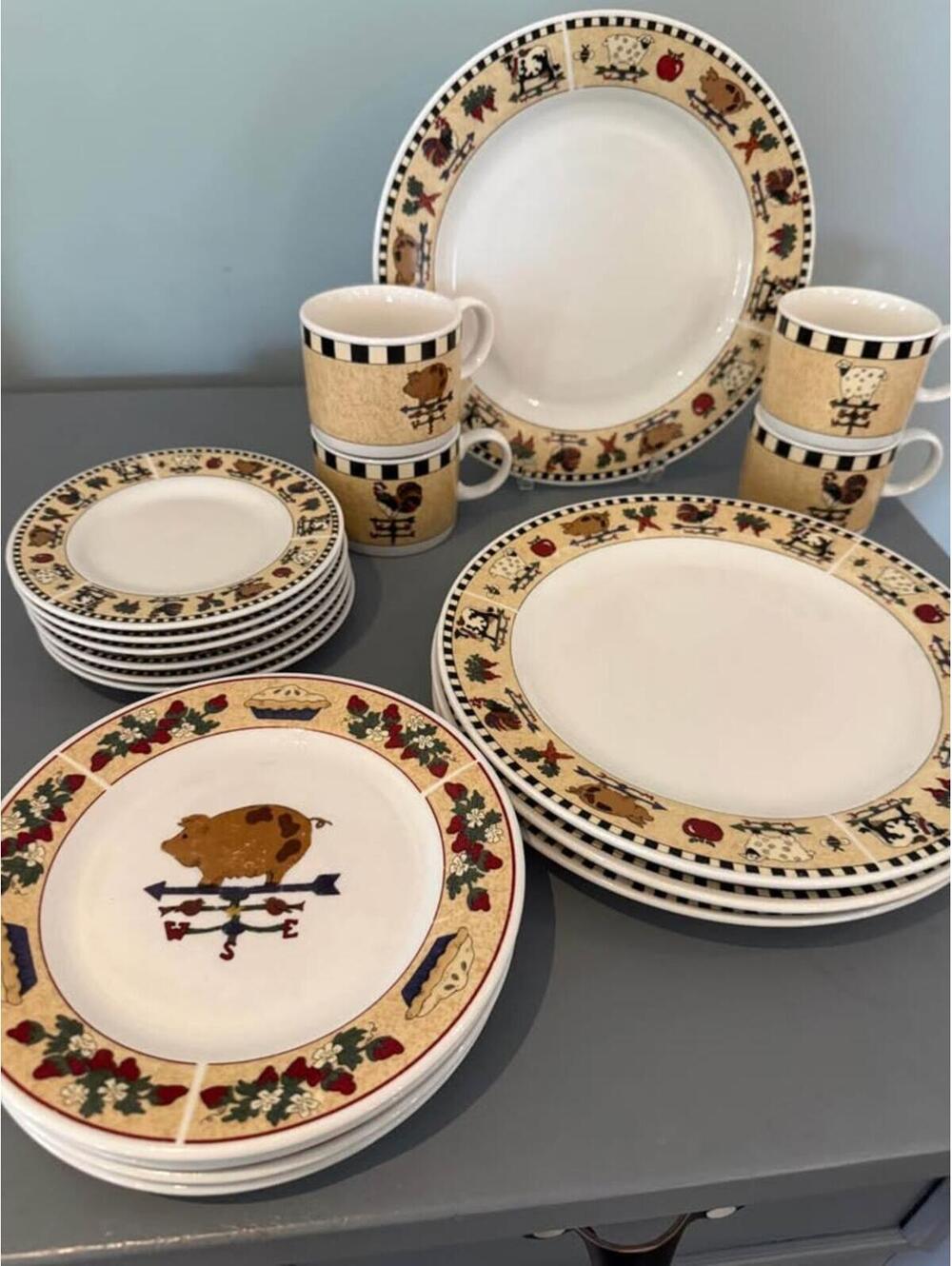 Vintage Sakura Country Gathering Dinnerware Set Farm Animals
